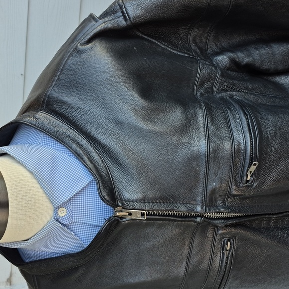 FIRST Classics Leather Gear Motorcycle Moto Black Mens 7XL Zip Jacket RARE SIZE - Picture 4 of 14